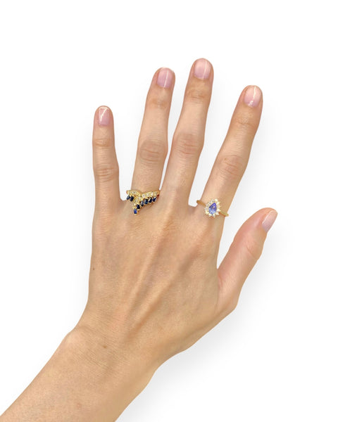 10k Gold Tanzanite Halo Ring (6.75)