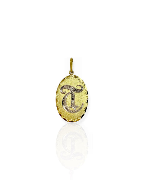 18k Gold Letter T Charm