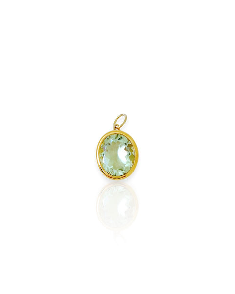 14k Gold Aquamarine Oval Charm