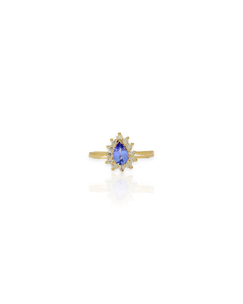 10k Gold Tanzanite Halo Ring (6.75)