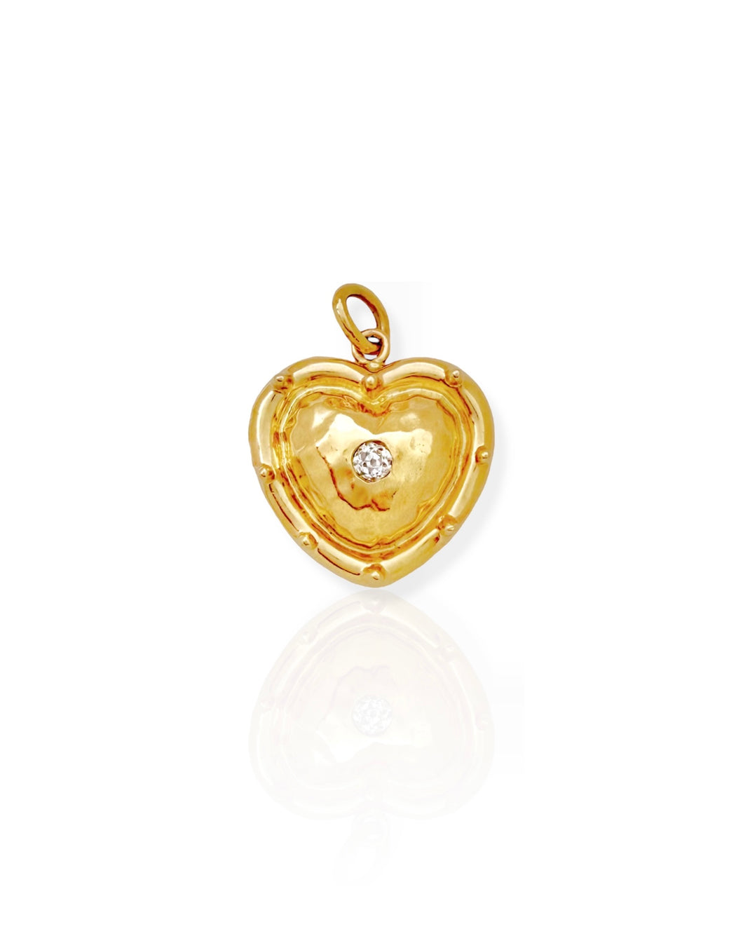 14k Gold Diamond Heart Charm