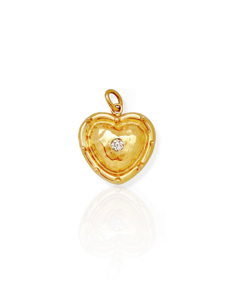 14k Gold Diamond Heart Charm