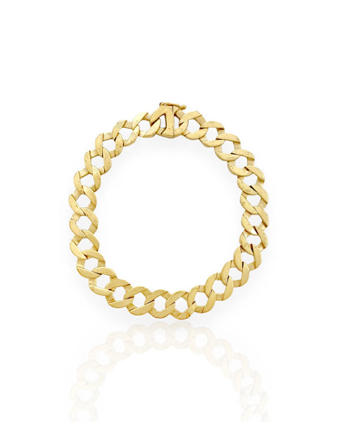 14k Gold Flat Curb Chain Bracelet (8.125