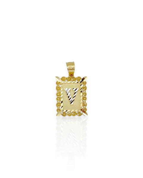 14k Gold Letter V Charm