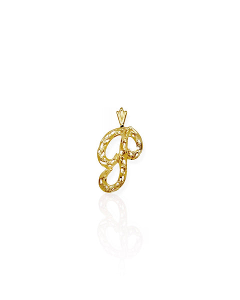 14k Gold Letter P Charm