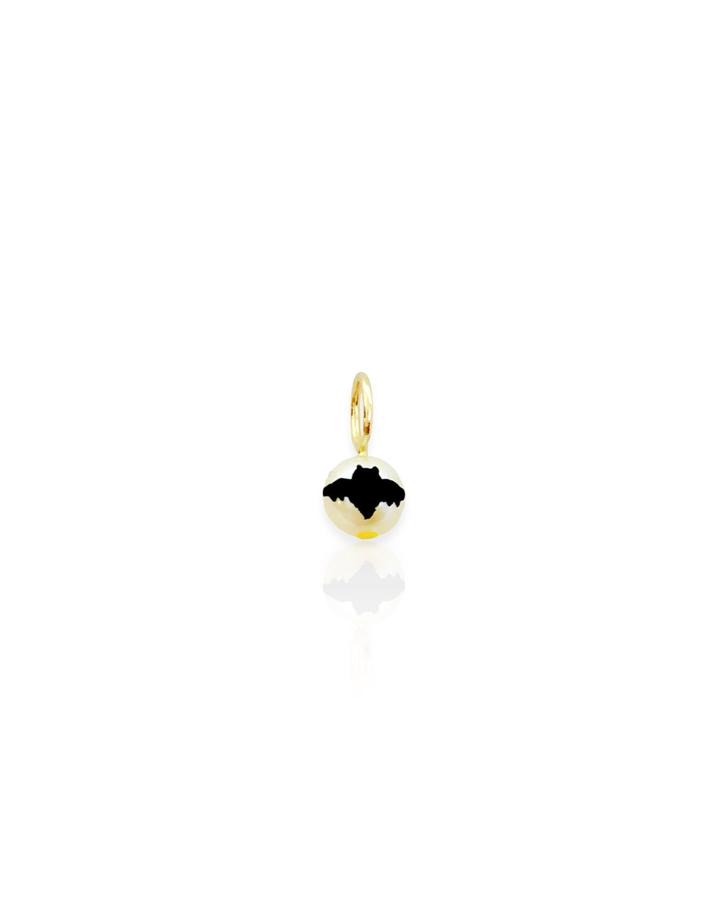 14k Gold Bat Pearl Charm