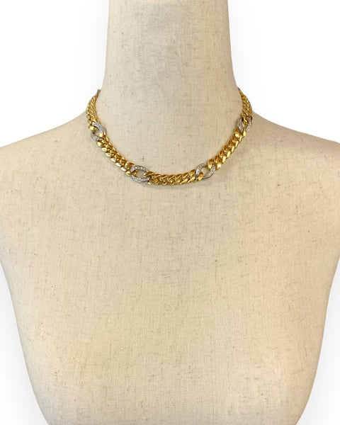 18k Gold Diamond Link Curb Chain Necklace (15.875")