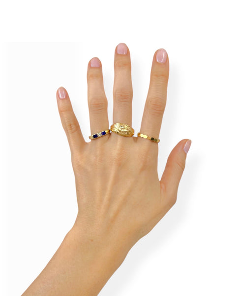 18k Gold Faceted Ring (7.5)