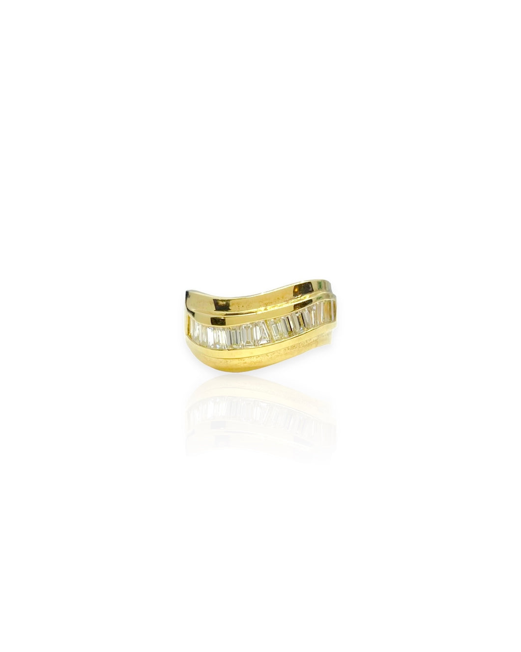 14k Gold Channel Set Diamond Wave Ring (6.5)