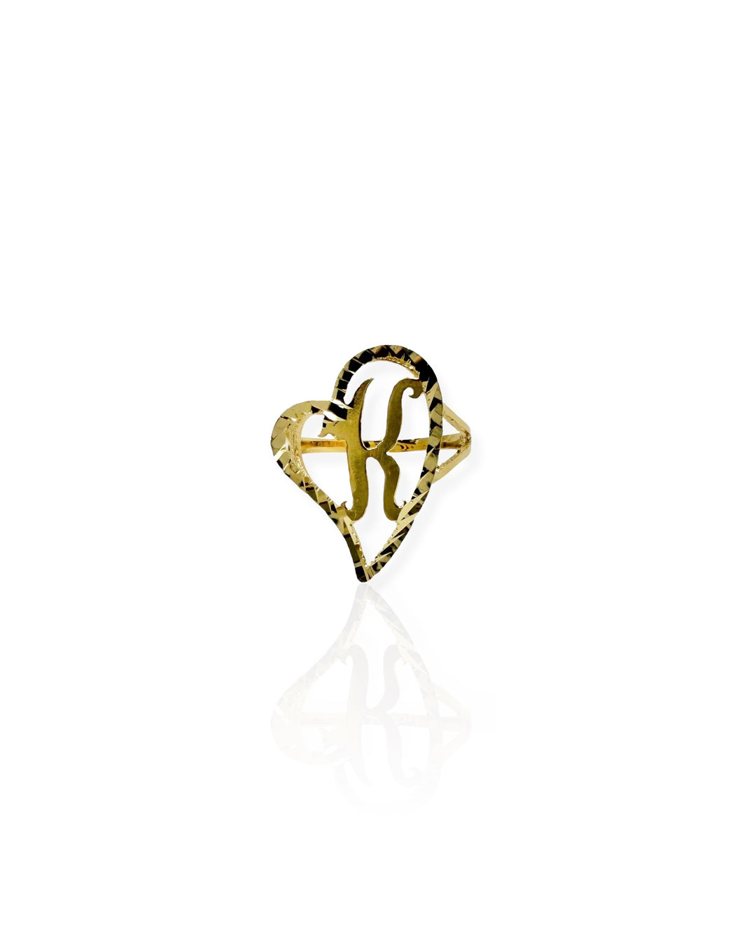 10k/14k Gold Letter K Heart Ring (8.5)