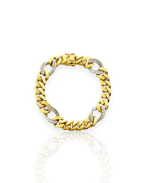 18k Gold Diamond Link Curb Chain Bracelet (7.125