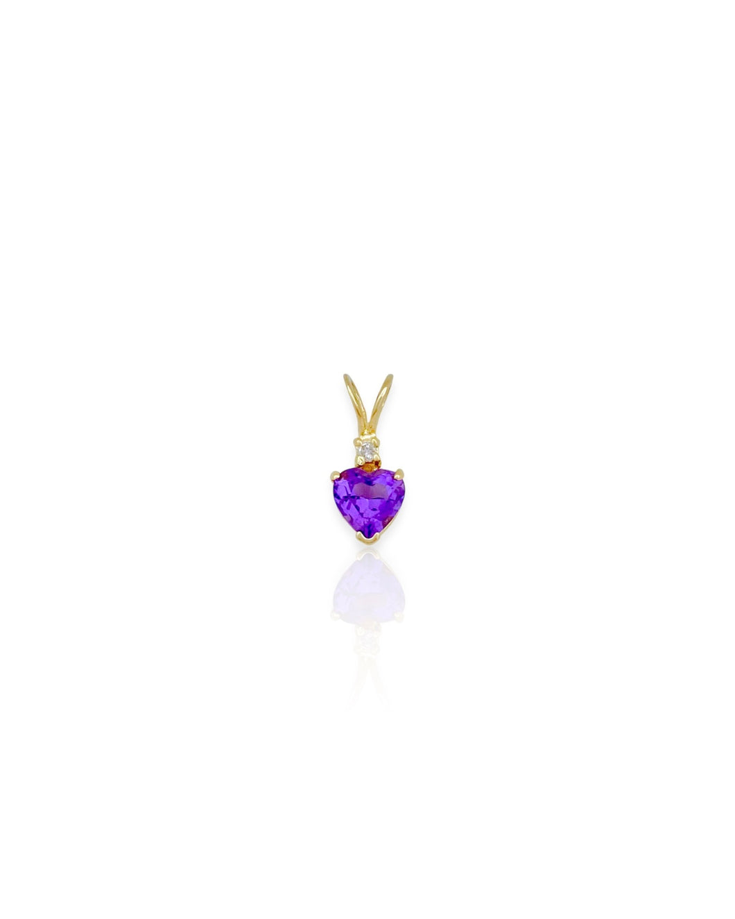 14k Gold Amethyst Heart with Diamond Charm