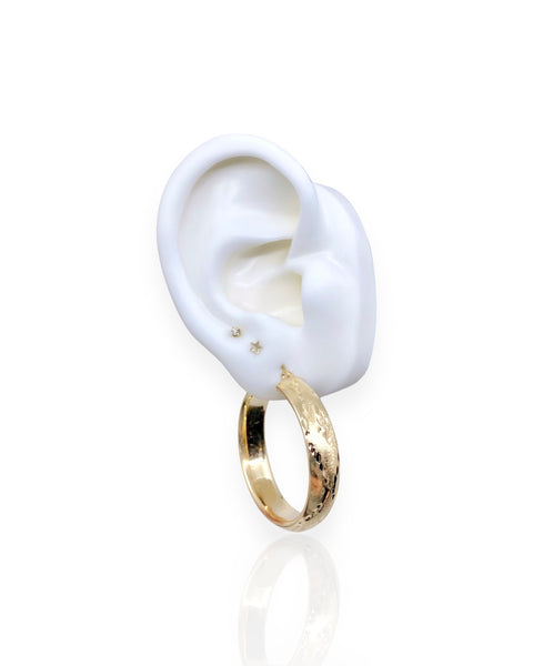 14k Gold Diamond Cut Hoop Earrings