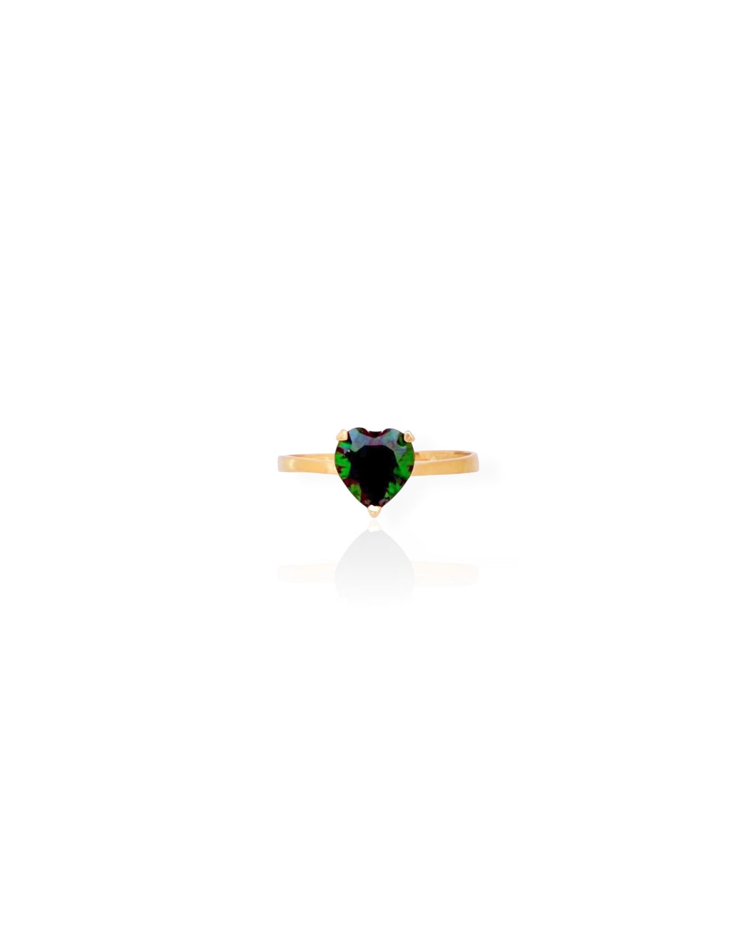 14k Gold Green Heart Ring (7.5)