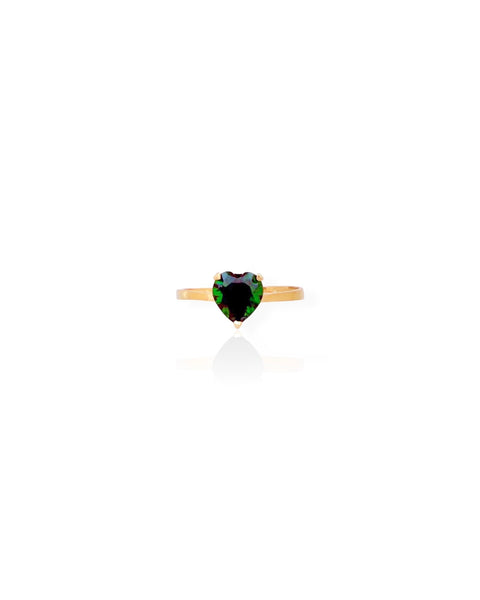 14k Gold Green Heart Ring (7.5)