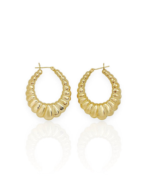 14k Gold Fluted Hoop Earrings