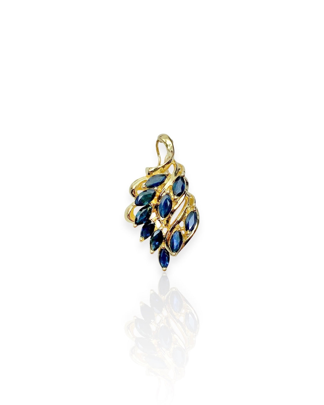 14k Gold Sapphire Cluster Charm