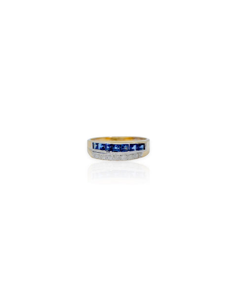 14k Gold Sapphire and Diamond Stacked Rings (6.75, 7)