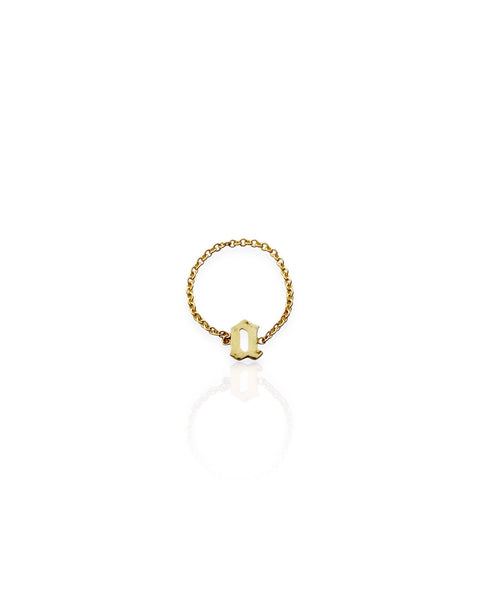 14k Gold Letter A Chain Ring (4.25)