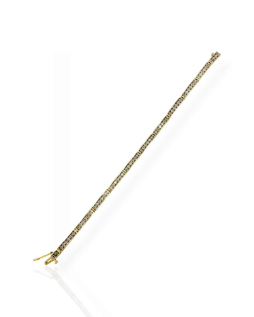 14k Gold Illusion Set Diamond Bar Bracelet (7.0625