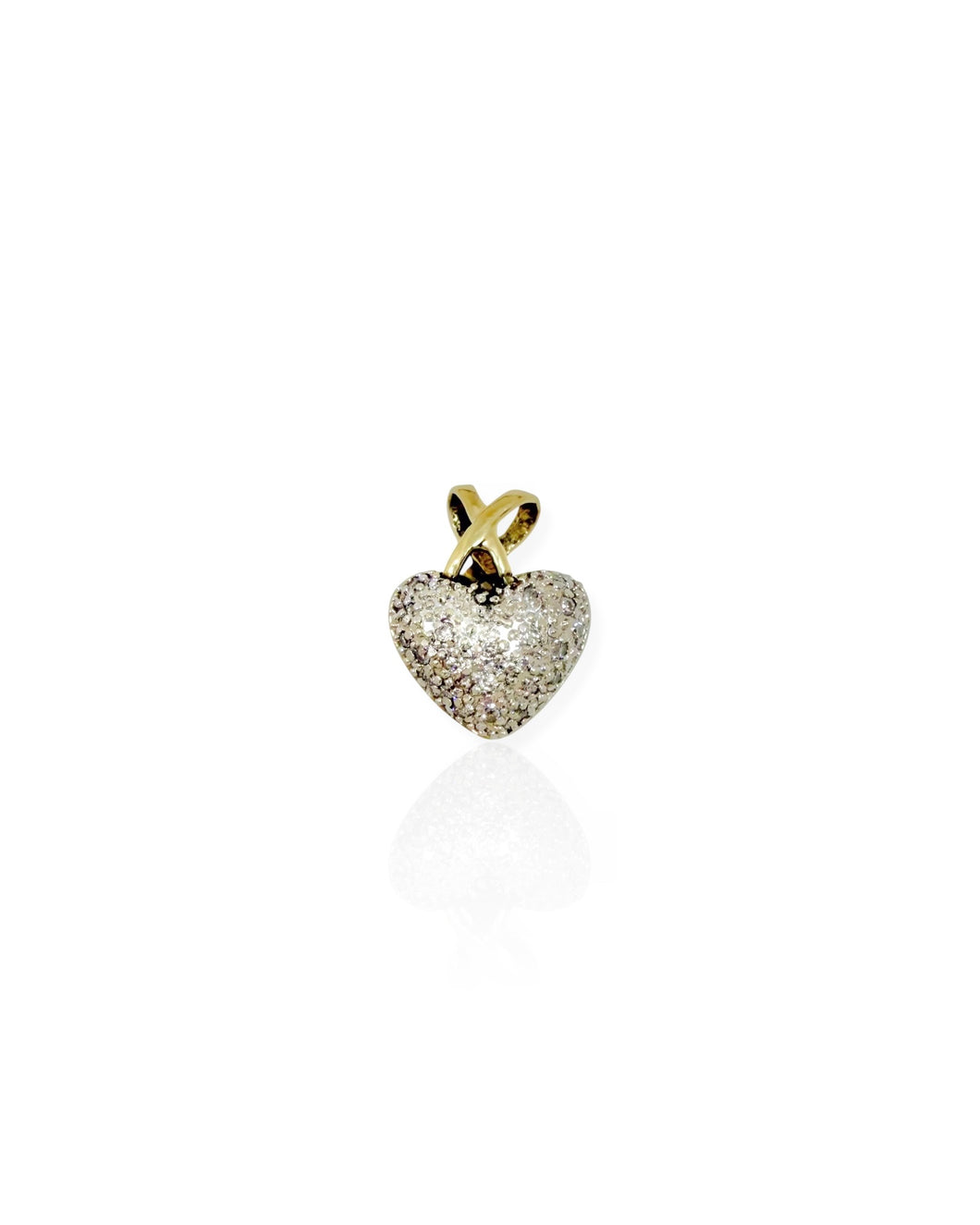 14k Gold Diamond Puffy Heart Charm