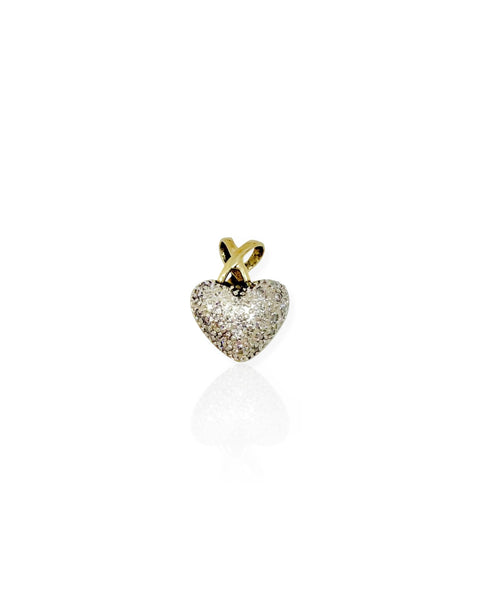 14k Gold Diamond Puffy Heart Charm