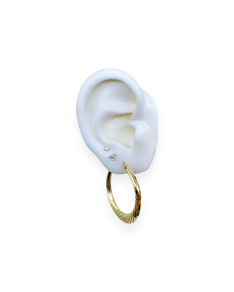 14k Gold Fluted Hoop Earrings