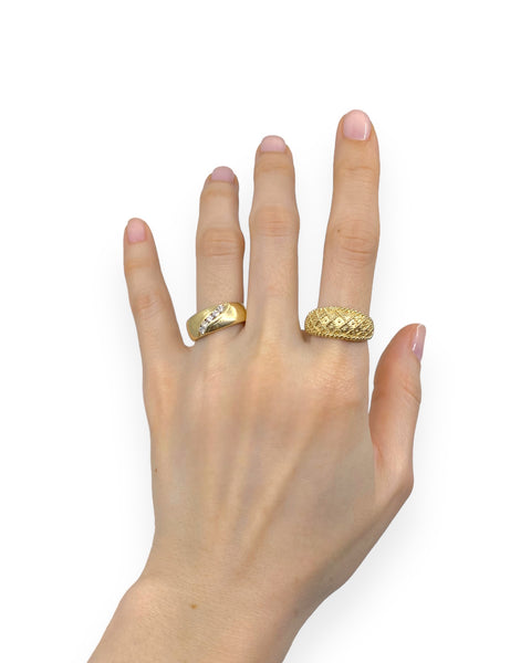 14k Gold Diamond Stripe Ring (7.5)