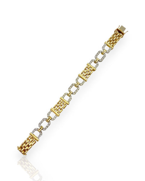 14k Gold Diamond Panther Chain Bracelet (7.25