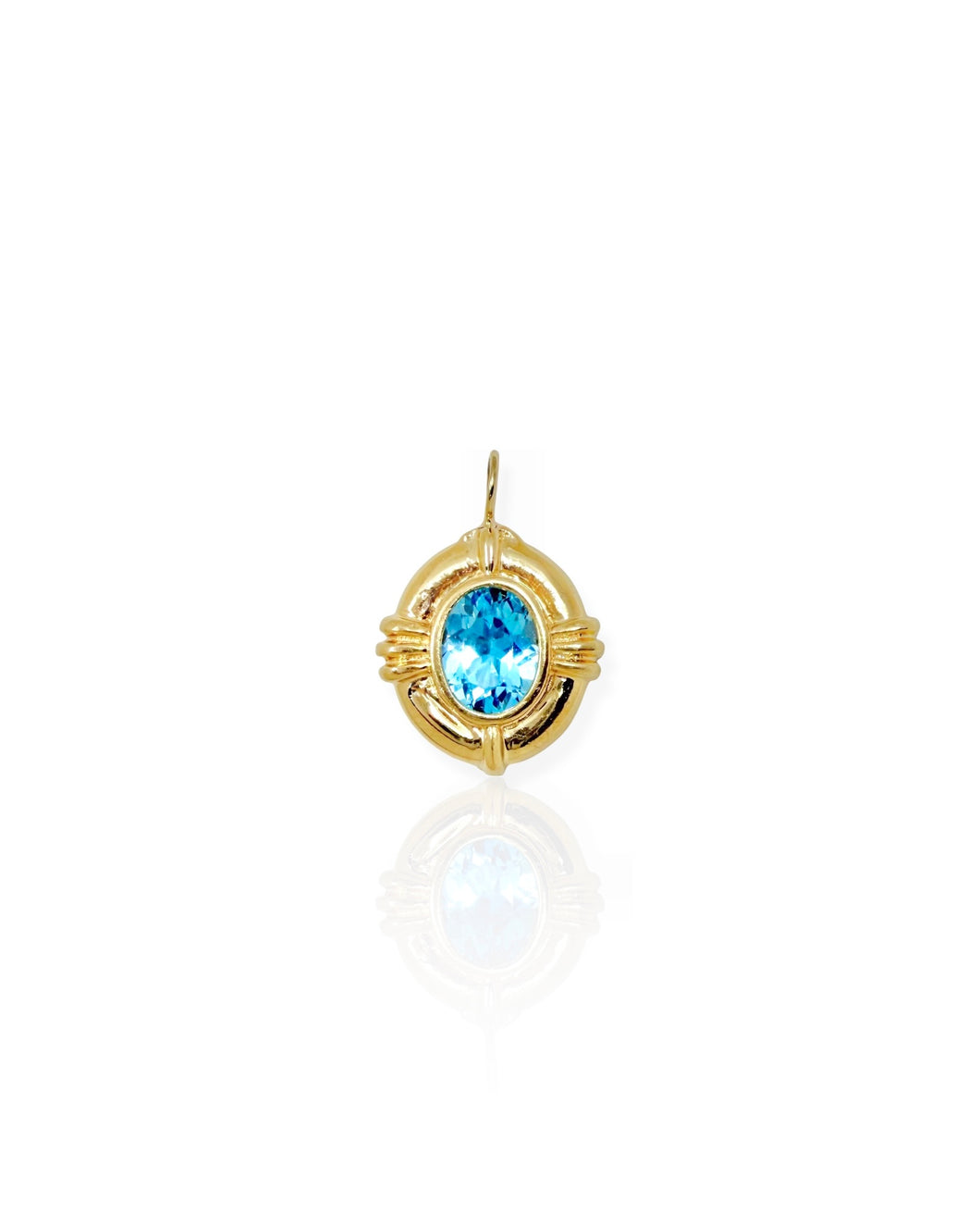 14k Gold Topaz Oval Charm