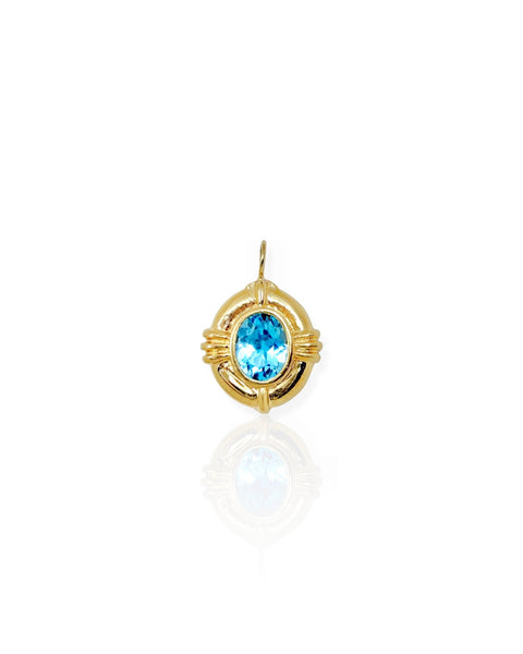 14k Gold Topaz Oval Charm