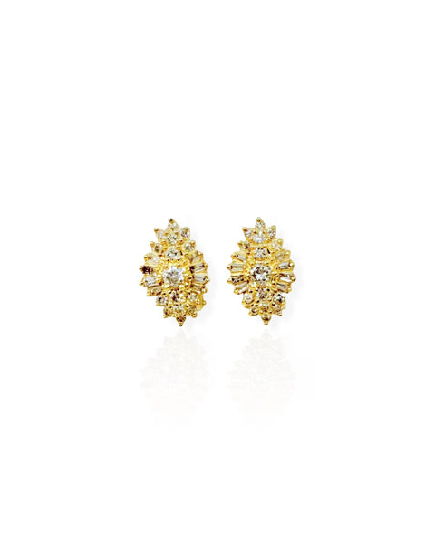 14k Gold Diamond Cluster Earrings