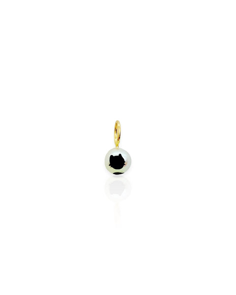 14k Gold Black Cat Pearl Charm 24