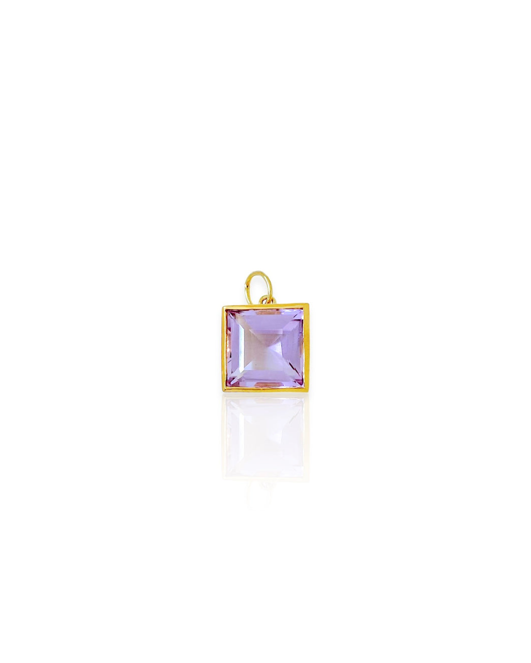 14k Gold Amethyst Square Charm