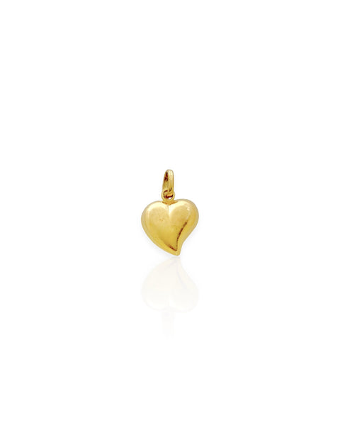 18k Gold Puffy Heart Charm