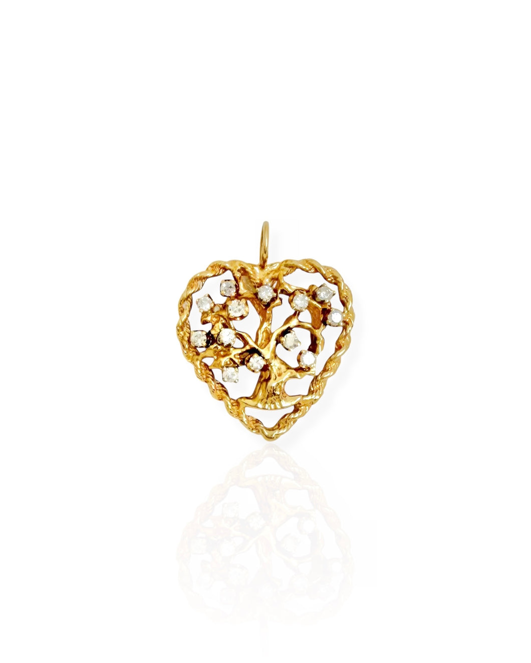 14k Gold Diamond Tree of Life Charm