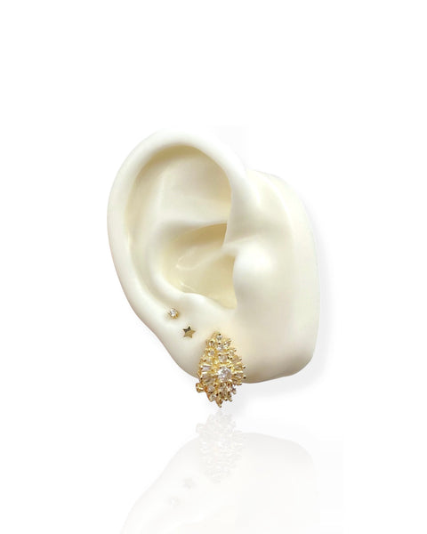 14k Gold Diamond Cluster Earrings