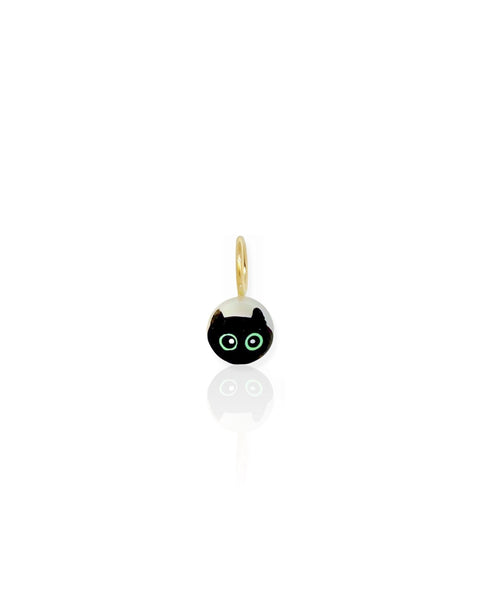 14k Gold Black Cat Pearl Charm 27