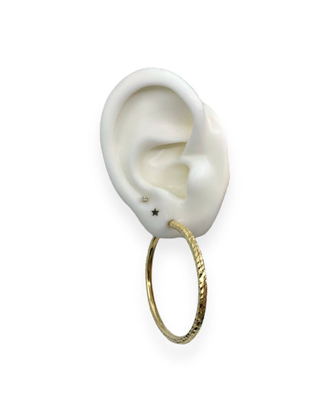 14k Gold Faceted Hoop Earring