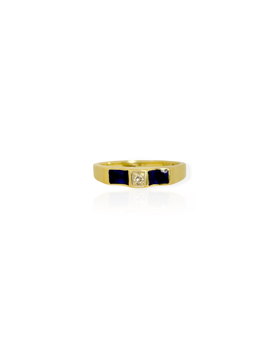 14k Gold Blue Enamel and Diamond Ring (6)