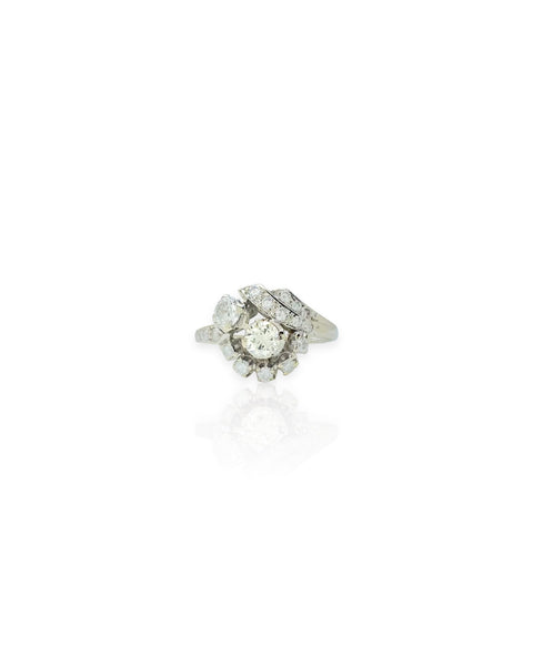 14k White Gold Diamond Cluster Ring (5.75)