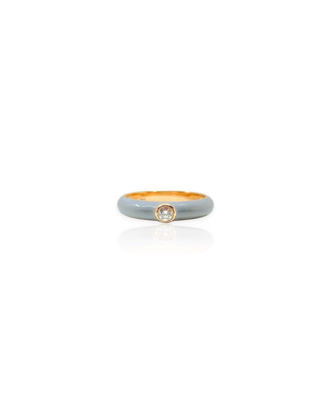 14k Rose Gold Enamel Diamond Ring (5.75)