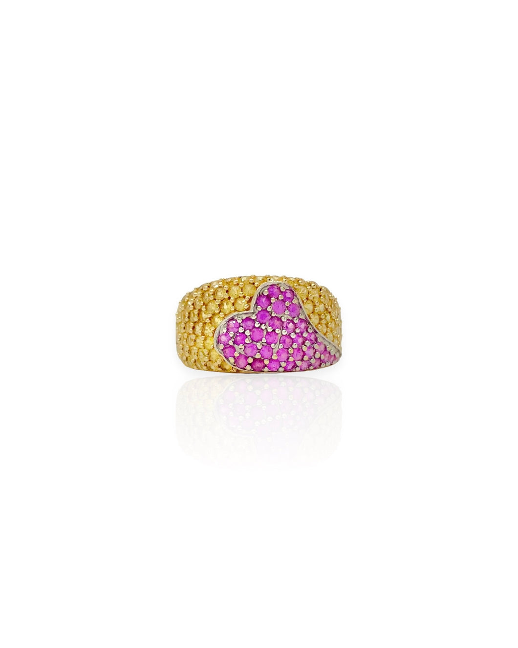 14k Gold Gemstone Heart Mosaic Ring (7.5)