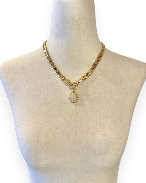 14k Gold Diamond Drop Necklace (17.625")