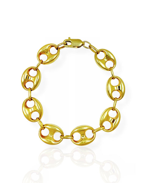 10k Gold Puffy Mariner Chain Bracelet (7.125