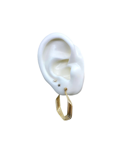 14k Gold Heptagon Hoop Earrings