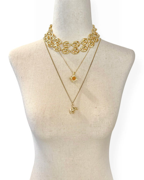14k Gold Puffy Mariner Necklace (30.5")