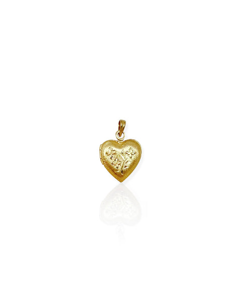 14k Gold Heart Locket Charm