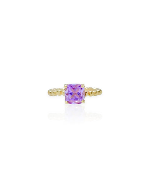 14k Gold Amethyst Ball Chain Ring (6)