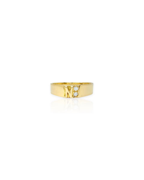 18k Gold Letter N Ring (6.75)